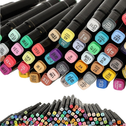 120 dvipusių markerių rinkinys su stovu ir dėklu