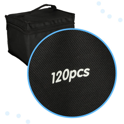 120 dvipusių markerių rinkinys su stovu ir dėklu