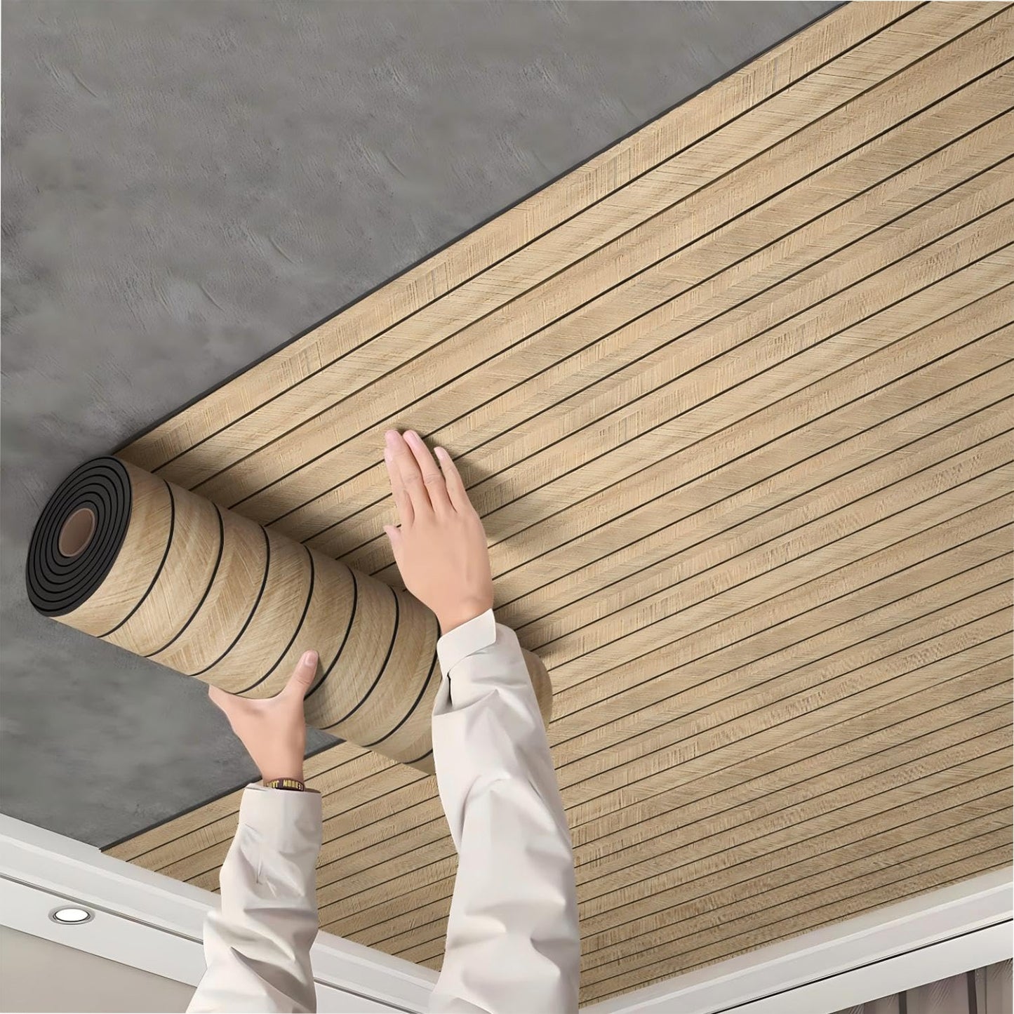 3D dekoratyvinė sienų panelė (lipni) – medžio imitacija 300 x 45 cm