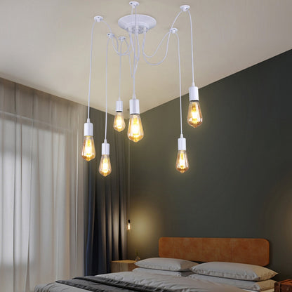 Baltas lubinis šviestuvas „voras“ su 6 šviesos taškais