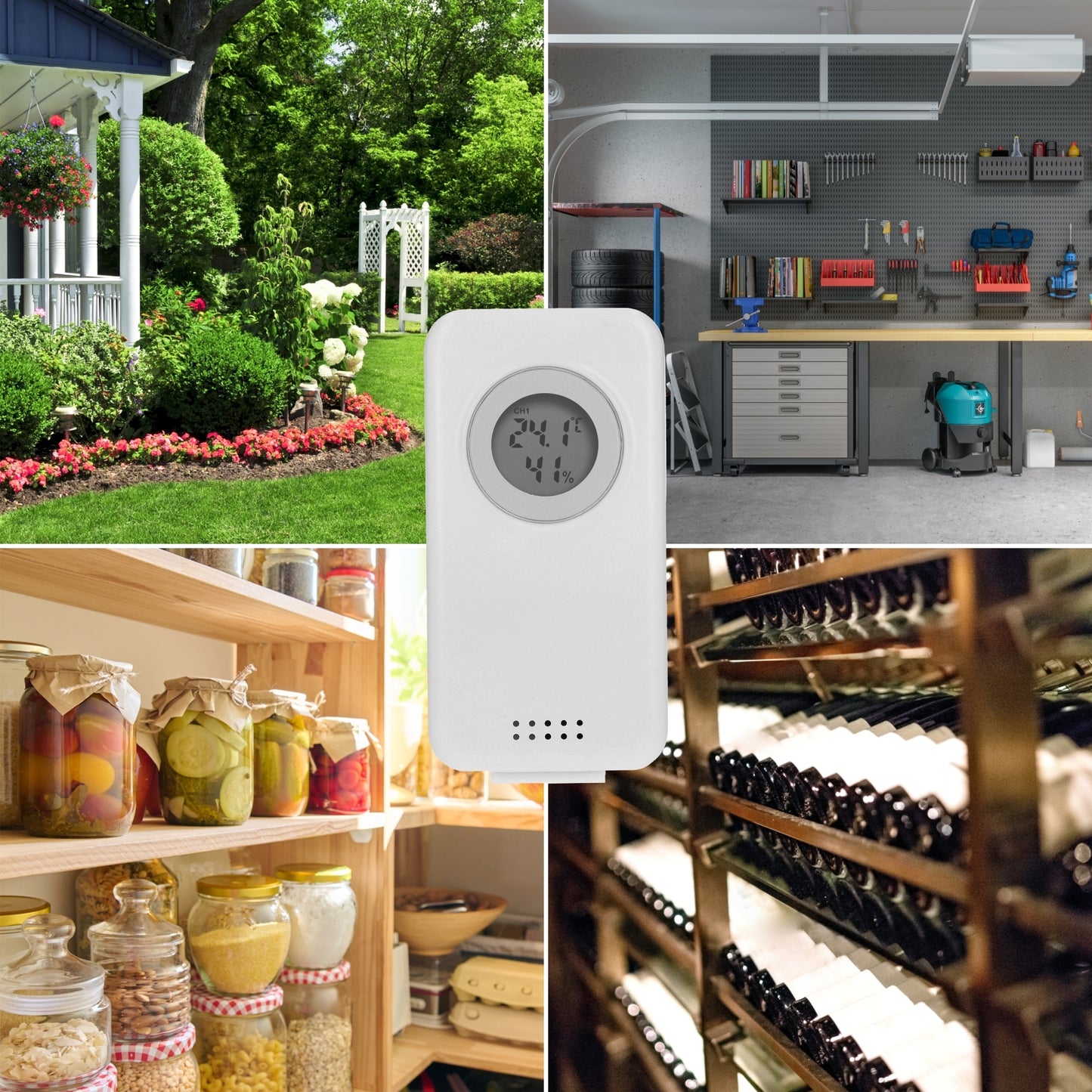 Elektroninė oro stotis - bevielė, su jutikliu, juoda