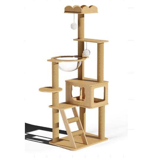 Kačių draskyklė–žaidimų medis su nameliu ir hamaku