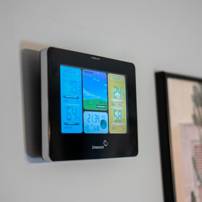 Meteorologinė stotis RCC – Elektroninė, bevielė, jutiklinė, juoda