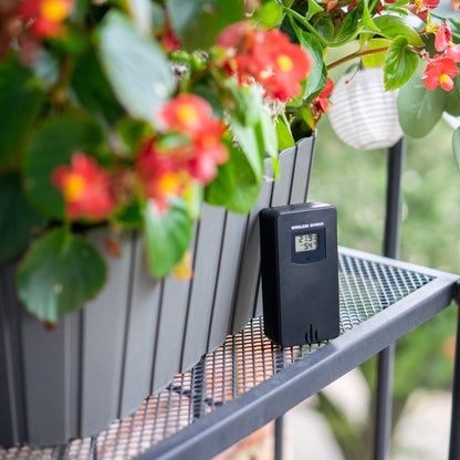 Meteorologinė stotis RCC – Elektroninė, bevielė, jutiklinė, juoda