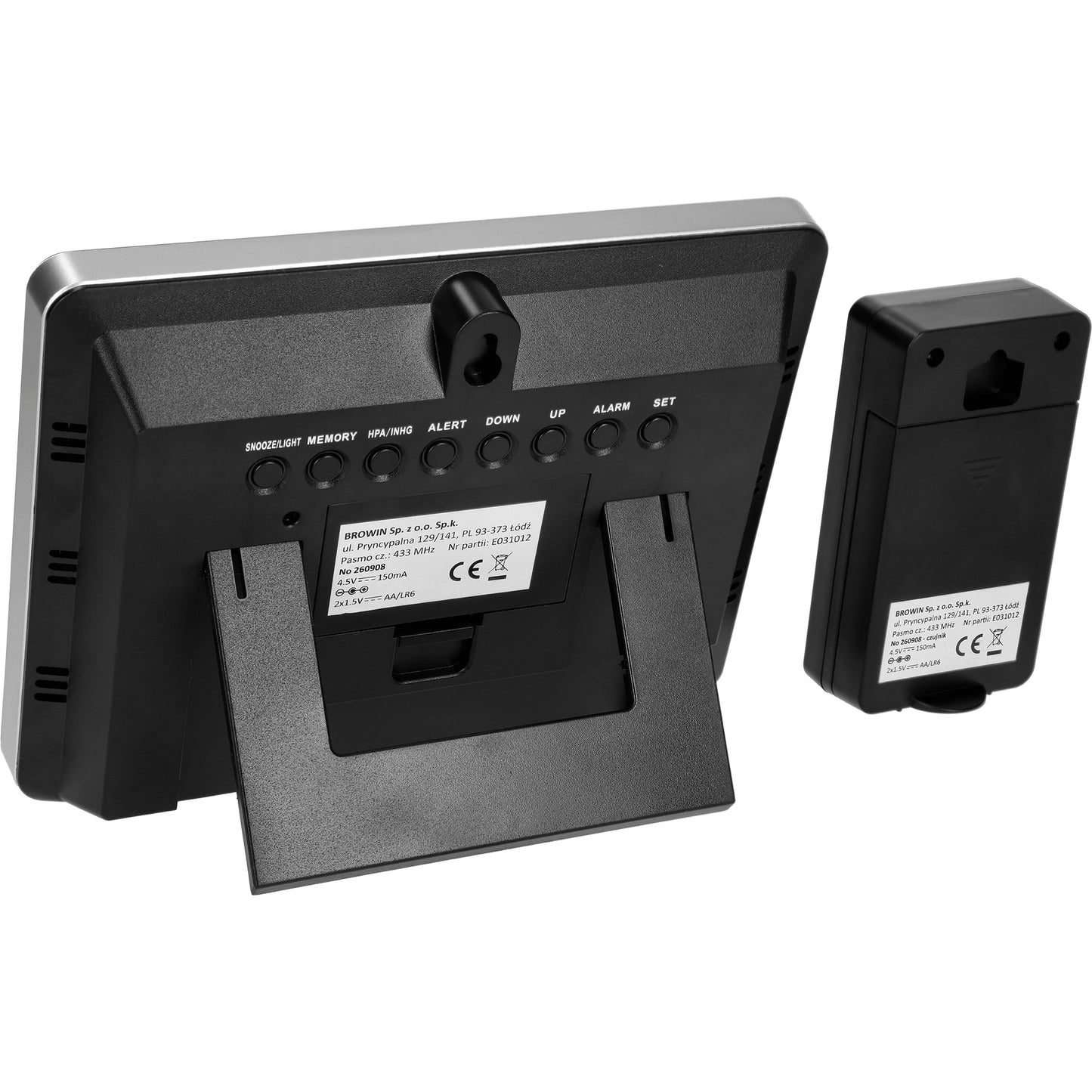 Meteorologinė stotis RCC – Elektroninė, bevielė, jutiklinė, juoda