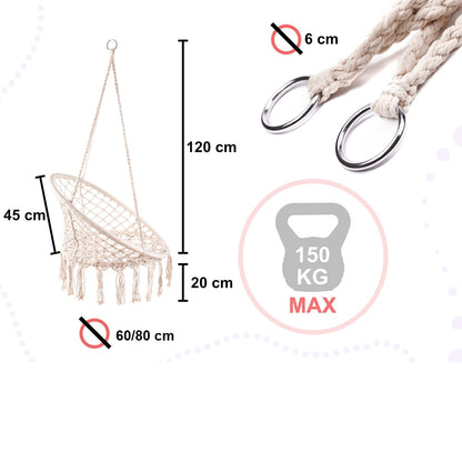 Pakabinamas hamakas + pagalvė (baltas)