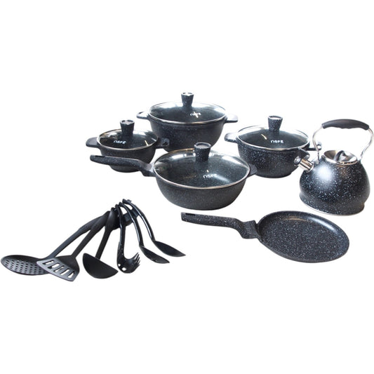 OSFE 21 dalių granito virtuvės indų rinkinys su virduliu