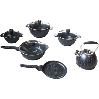 OSFE 21 dalių granito virtuvės indų rinkinys su virduliu