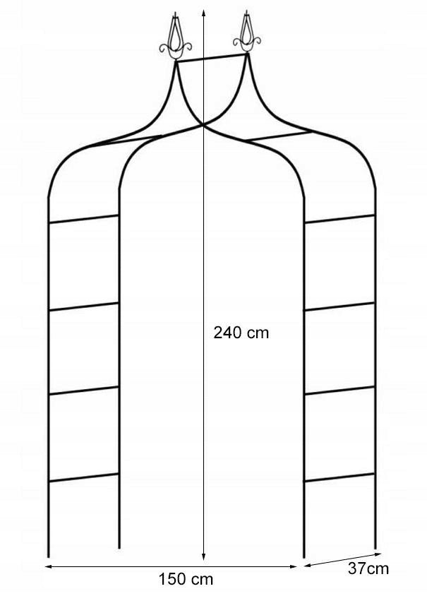 Sodo pergola augalams 150 × 37 × 240 cm, metalinė, juoda