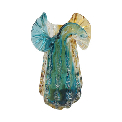 Spalvota rankų darbo stiklo vaza, 24×27 cm