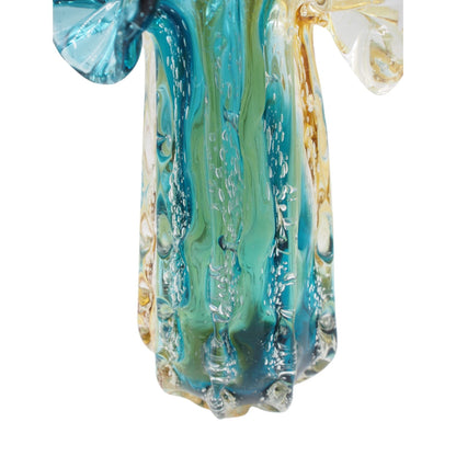 Spalvota rankų darbo stiklo vaza, 24×27 cm