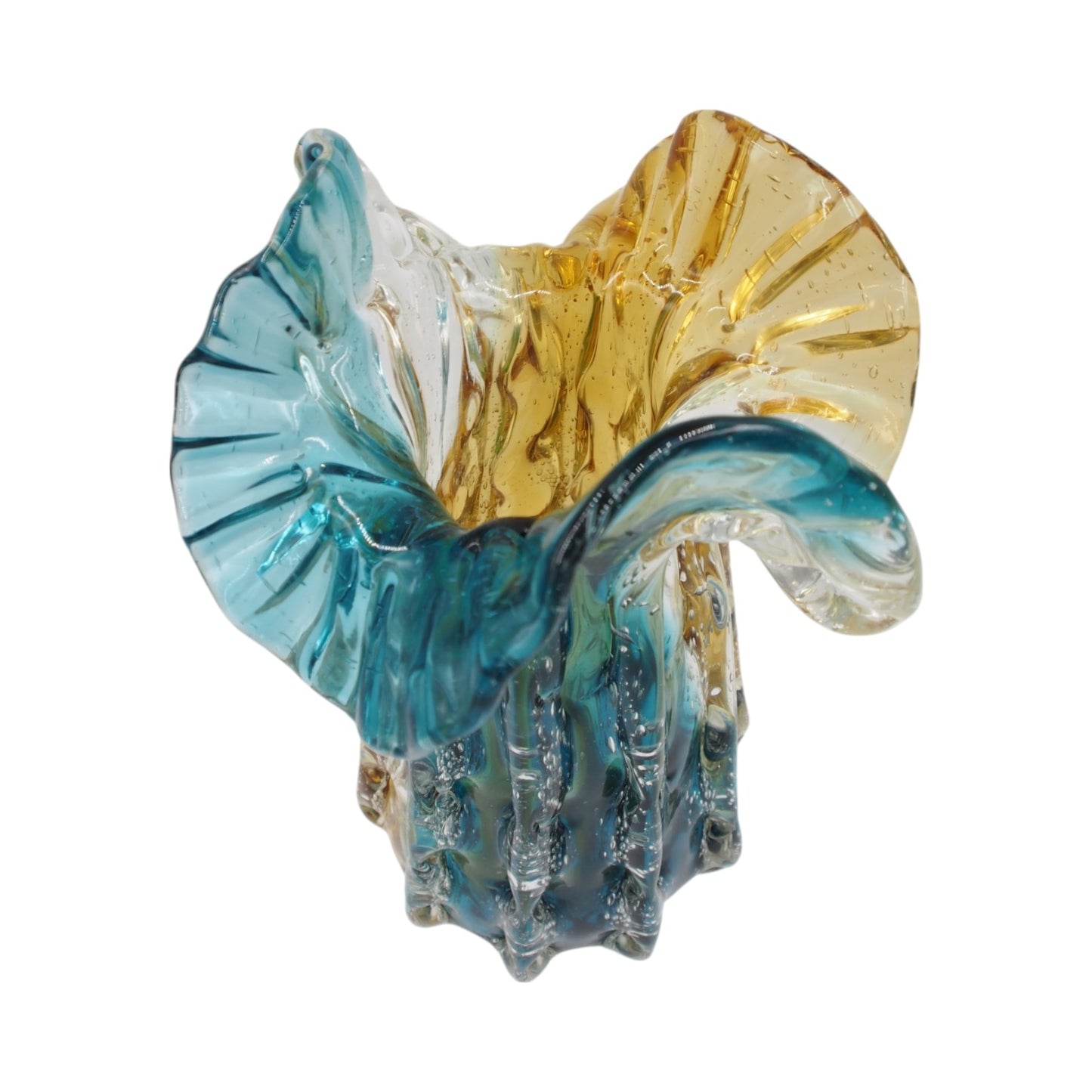 Spalvota rankų darbo stiklo vaza, 24×27 cm