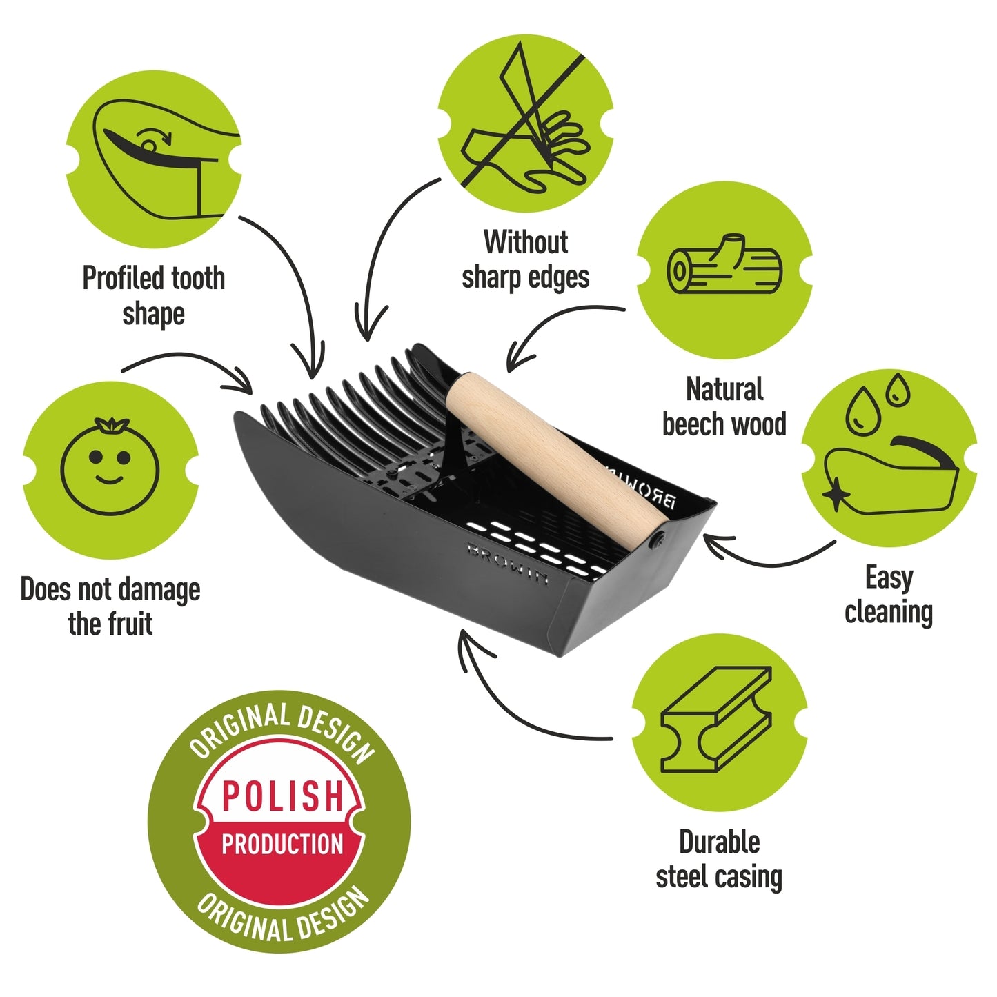 Uogų rinkimo įrankis Juodas